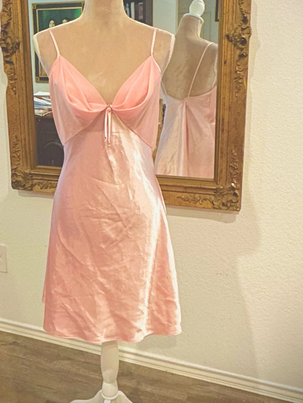 Vintage Baby Doll Pink Slip Dress Chemise Lingerie Sz medium